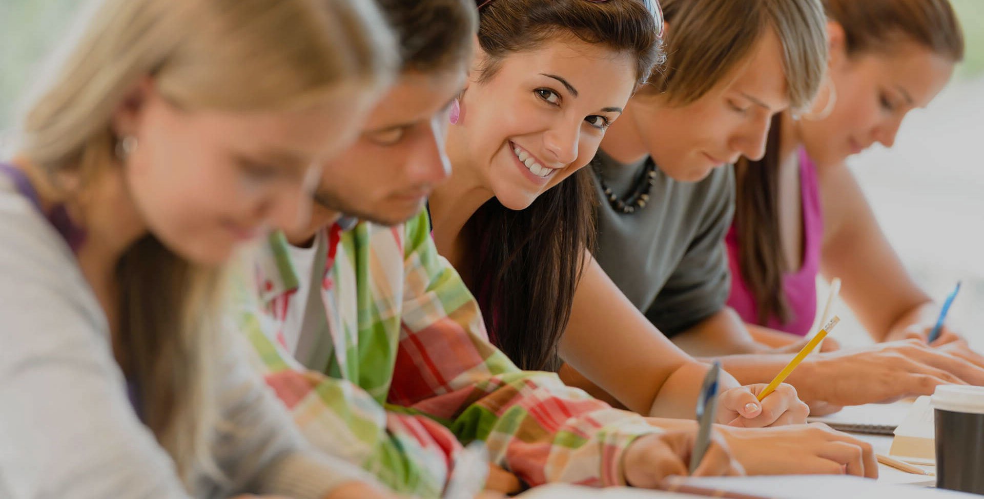 Postgraduate students studying together